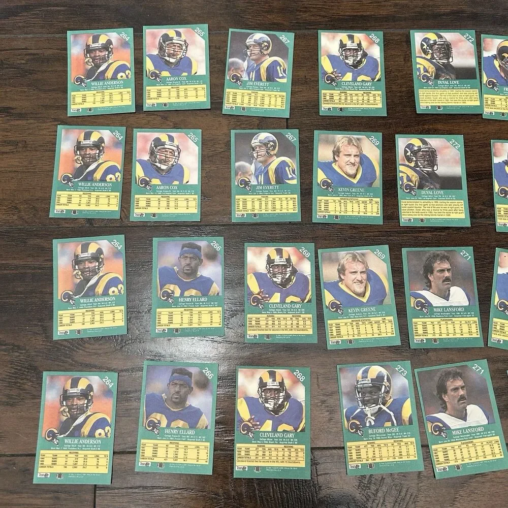 1991 LA Rams Football Trading Card Lot Of 28